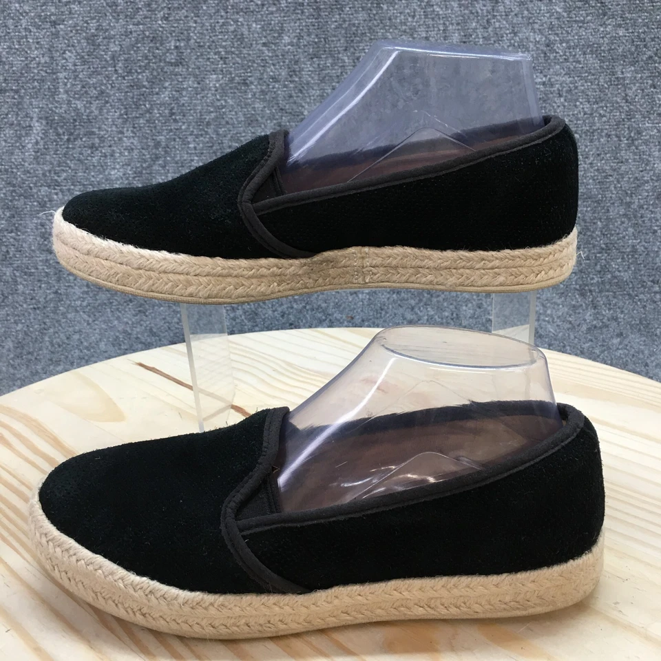 Clarks Zapatos Mujer 7.5 M Alpargata Planos Sin Cordones Mocasines Negro Gamuza Comodidad Foto 2 de 4