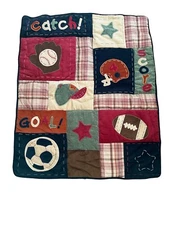 Nojo Sports Patchwork My Little MVP Crib Nursery Quilt Comforter Baseball New