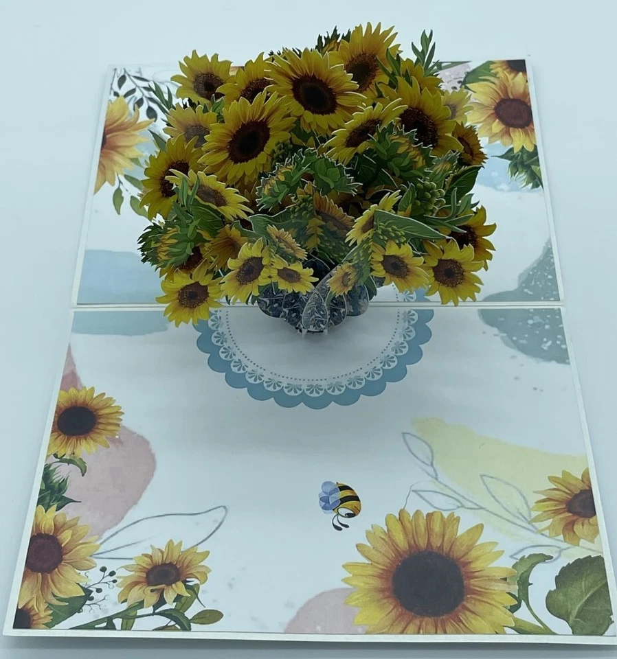 Girasol 3D Tarjeta Pop Up Día de la Madre Flores Primavera Amor Amistad Aniversario Foto 2 de 4