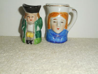 Vintage Miniature Toby Character Jugs Creamers Lot Colonial Man Woman ISCO JAPAN
