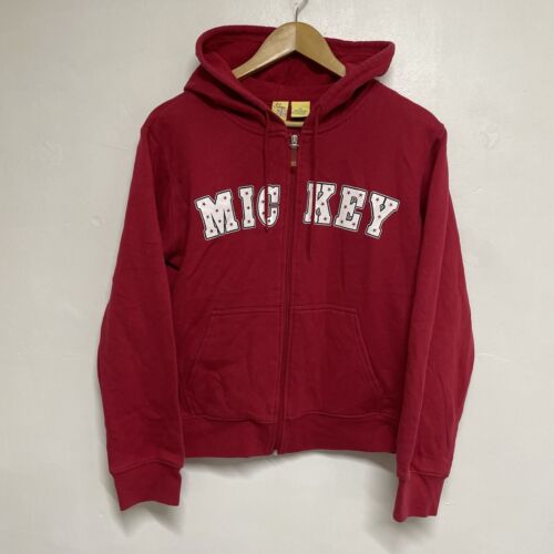 Disney Hoodie Womens Medium Red Full Zip Mickey Mouse - Picture 1 of 4