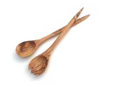 2er Set Salatbesteck 33 cm, Salatl&ouml;ffel, aus Olivenholz in Handarbeit