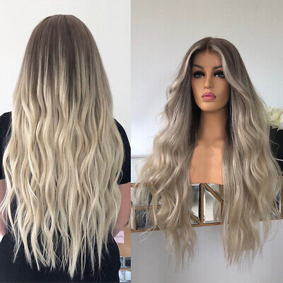 Full Lace Human Hair Wig Balayage Medium Blonde To Icy Platinum