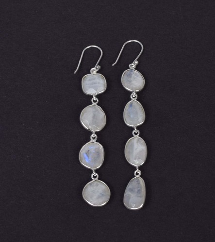 Boucles D'oreilles Pendantes Argent Massif 925 - Fait Main - Oxydé - 3g - Inde