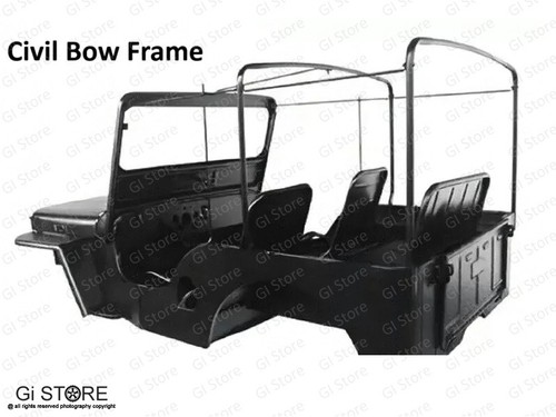 Soft Top Set for Willys Jeep CJ3A/3B-Fits Civil Bow Frame - Black Denim - Picture 12 of 20
