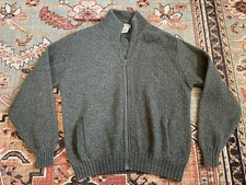 VTG L.L. BEAN Size XL Made in USA 100% Wool Full Zip Drab Green Sweater Jacket