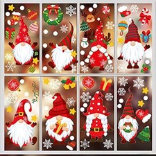 8 Sheets Christmas Window Clings Winter Gnome Window Decals Christmas 