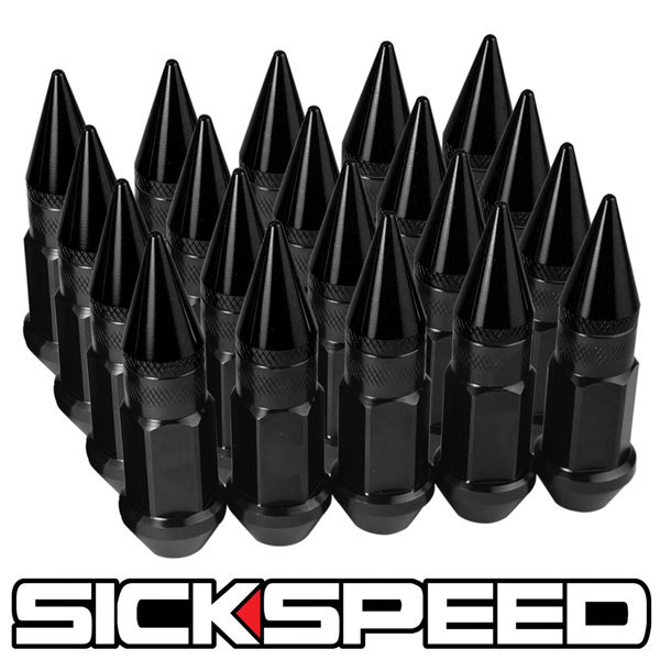 SICKSPEED 16 PC BLACK SPIKED ALUMINUM 50MM LUG NUTS 12x1.25 N29 | eBay