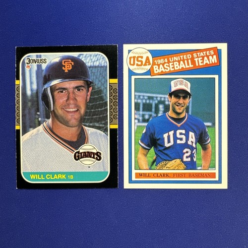 Will Clark 2 Card Rookie Lot ~ 1984 USA Olympic RC XRC ~ 1987 Donruss #66