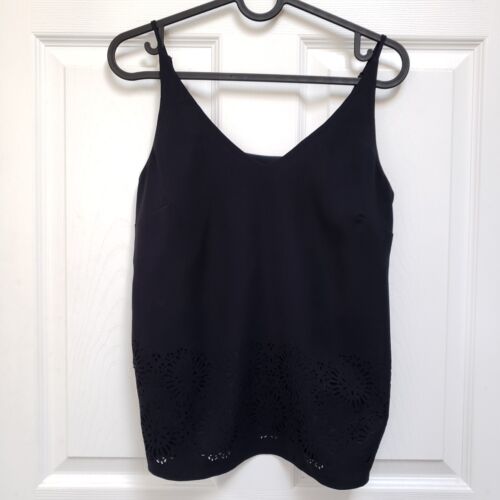 Banana Republic Black Flower Cutout Cami Tank Top Sleeveless Blouse Womens XS P