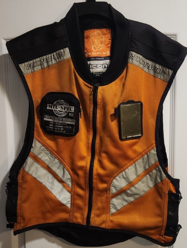 Icon Motorsports Mil Spec Mesh Motorcycle Safety Orange Vest