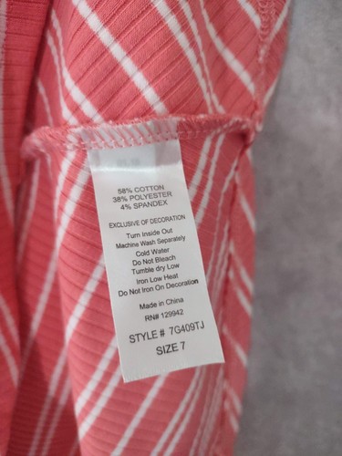 Btween Dress Kids Size 7 Pink Stripe A Line Sleeveless Knee Length Cut Out Side - Picture 7 of 8