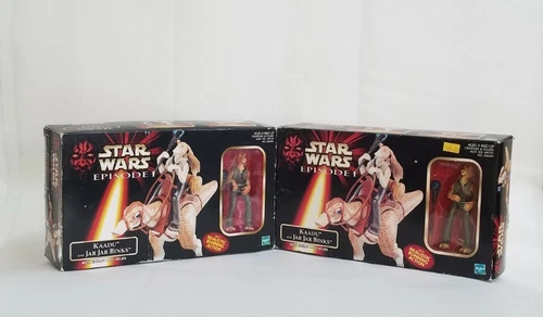(2) Vintage 1998 Hasbro Star Wars Episode I KAADU & JAR JAR BINKS Figures New