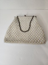vintage white beaded clutch purse