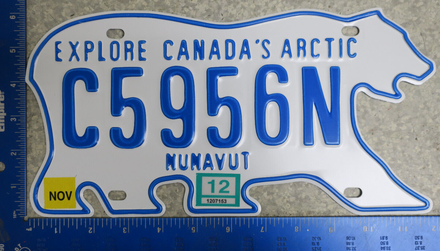 Nunavut License Plate Graphic Bear Tag 2012 Commercial C5956N 5956 Nat ...