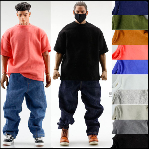 For 1/6 Scale Soldier FA010 Hip Hop Loose T-shirt and Jeans Accessories New