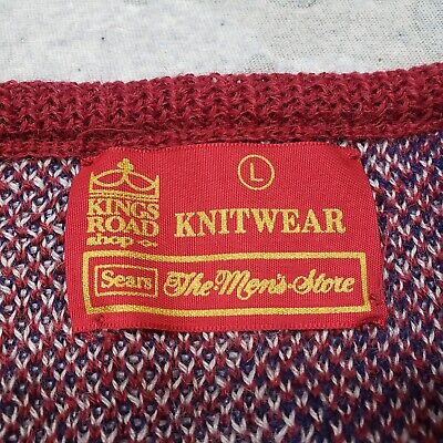 Vintage Sears Kings Road Vest Men's Large Red Argyle Print Vintage Sears Kings Road Vest Men's Large Red Argyle Print
