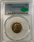 1920 S Lincoln Cent PCGS MS64 BN