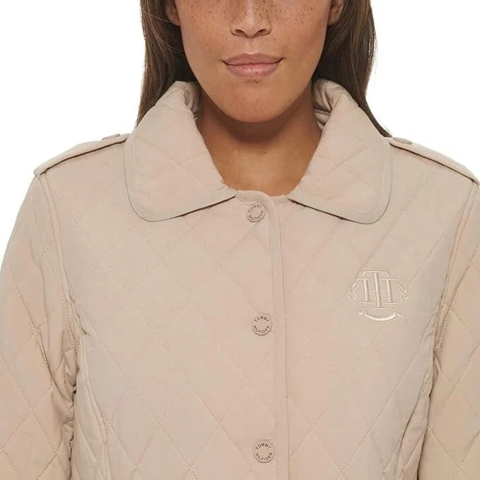 Womens Tommy Hilfiger Tan Quilted Jacket Chino Beige Large L image 2