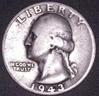 1943-D WASHINGTON SILVER QUARTER 25C