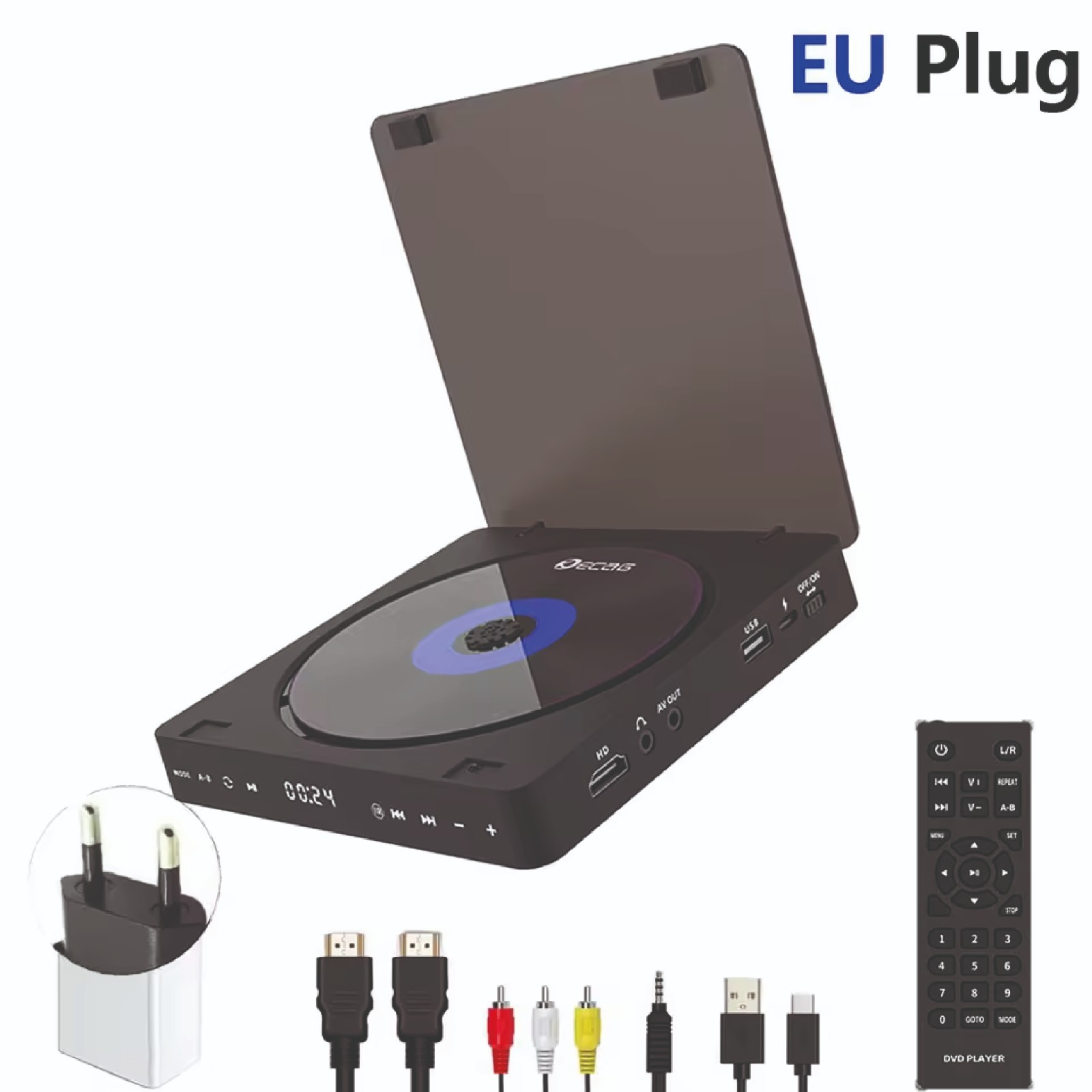 Lecteur DVD HD 1080P Connectique HDMI AV USB Lecteur Tactile pour TV et Écran