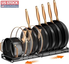 US Stock MUDEELA Expandable Pot Pan Lid Organizer 10 Divider Black Cabinet