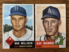 1953 Topps Baseball Lot Of 2 Hi #’s, Bob Milliken, Ray Murray, G-Vg