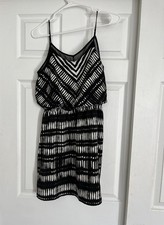 Express Women's Size Small Black And White Midi Dress Spaghetti Strap