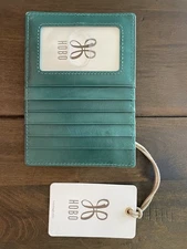 HOBO Euro Slide Card Case In Polished Leather - Alpine Green - NWT Retails $78