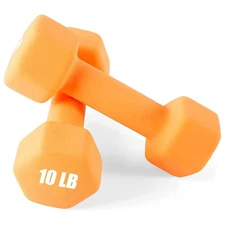 Portzon Dumbbells 10 Colors, Neoprene, 2-15 lb, Anti-Slip, Hex Shape, Set of 2