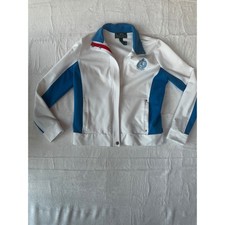 LRL Ralph Lauren Active Zip Up Track Jacket White Blue Crest Logo Women's S P