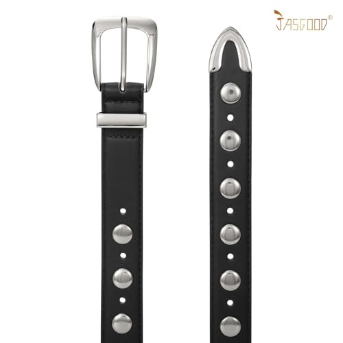 Women Leather Belt Fashion Studded Suit for waist size 27"-31" Silver Black - Picture 2 of 6