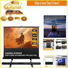 100 Inch Portable Manual Pull Up Projector Screen Indoor Outdoor HD White
