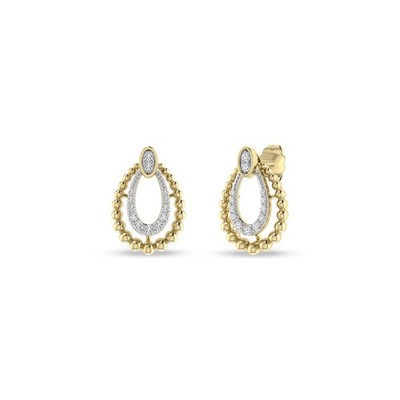 Ohrstecker 10 Karat Gelbgold rund geschliffen natürliche Diamanten Birnenform 0,15 cttw
