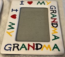 VINTAGE I LOVE MY GRANDMA CERAMIC PICTURE FRAMES 4X6 MULTICOLOR RARE