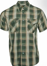 Dixxon Flannel Co Shirt Mens 2XL Green Bamboo THE HARP Short Sleeve Pearl Snap