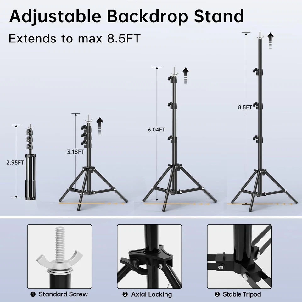 8.5 x 10 FT Photo Backdrop Stand Kit, Adjustable Background Holder Support Sy... - Image 2 of 4