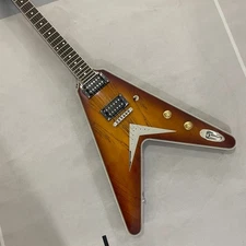 Flying V electric guitar sunset burst Map pattern solid body open pickups