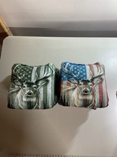 Deer/ American Flag Cornhole pro bags stick and slide set of 8