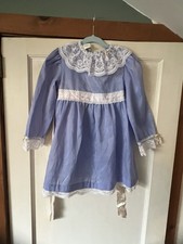 Vintage Klifton Kids Periwinkle Ruffle Lace Girls Dress Made In USA Size 6