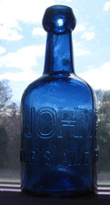 John Ryan Porter & Ale PHILADA XX Cobalt blue SQUAT Iron Pontil soda PA BOTTLE