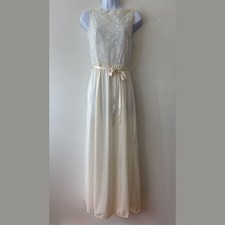 Vintage Val Mode Ivory Maxi Nightgown Size Petite