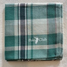 Vintage Handkerchief Cotton Green Tartan Plaid Pattern Classic Pocket Square 18"