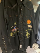 Panhandle Slim Western snap button shirt large blk , embrodiery, good condition