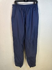 Vintage Nike Windbreaker Jogger Track Pants Ankle Zip Mini Swoosh Navy Blue Sz L