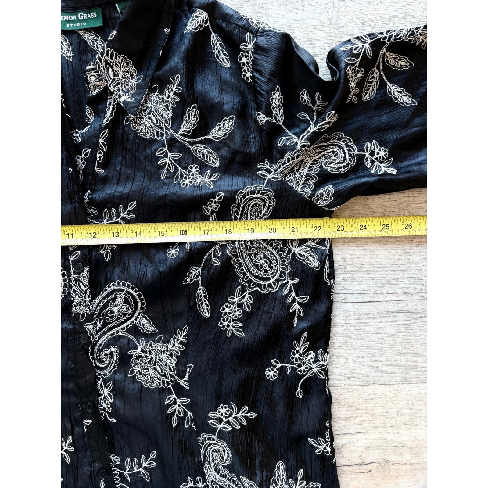 Lemon Grass Studio Button Down Blouse Black White… - image 4