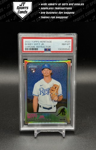 2022 Topps Heritage Bobby Witt Jr. 520 RC Chrome Refractor /673 PSA 8 Royals