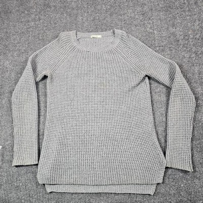 Marine Layer Sweater Medium Gray Unisex Waffle-Knit Crewneck Pullover Knit