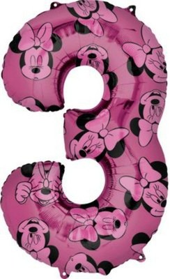 26'' Anagram Minnie Mouse Forever Number 3 Mylar Foil Helium Balloon - Pack of 1