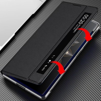 For Honor Magic V2 Luxury Business Smart View Flip PU Leather Stand Cover Case